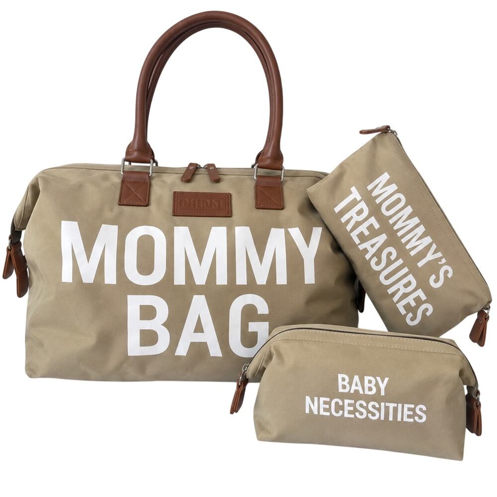 Mommy Bag Beige Stone Large Duffle Bag Overnight Tote Bag with Pouches